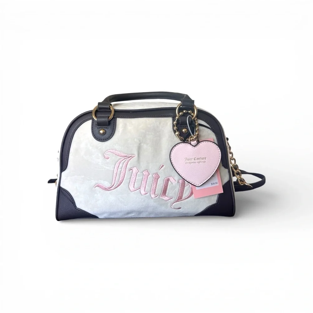 Juicy Couture Black and White crossbody Satchel bag  with Pink Accents